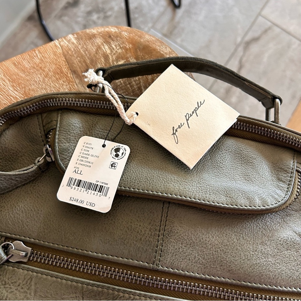 Free People Olive Green Leather Backpack - Picture 4 of 7